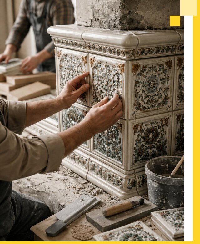 Изразцовые камины под ключ в Шатуре: проект и монтаж