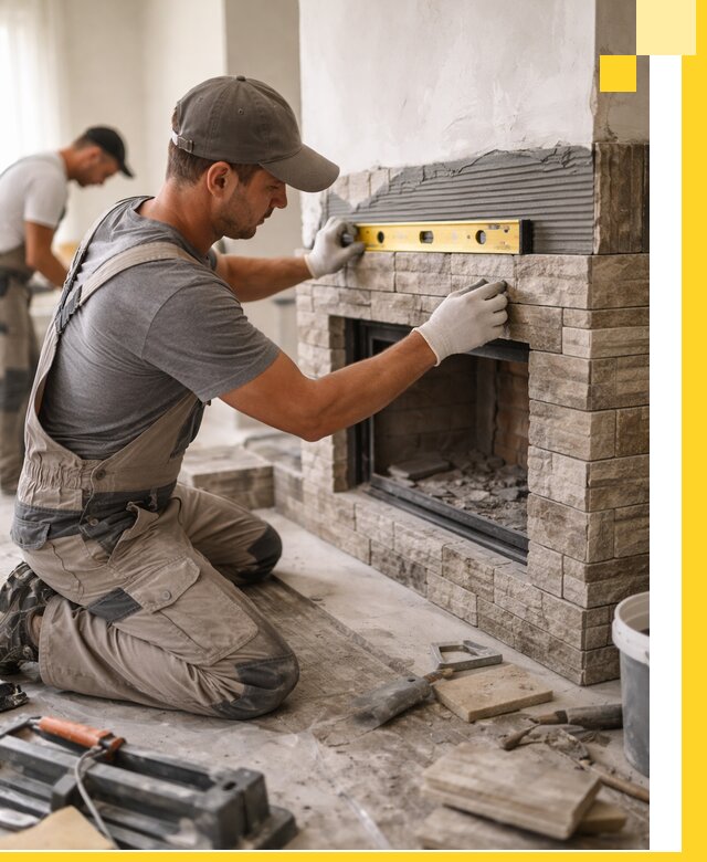 Облицовка каминов в Шатуре, монтаж и отделка натуральным камнем