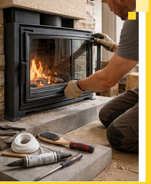 Производство, монтаж и доставка каминов со стеклом в Шатуре