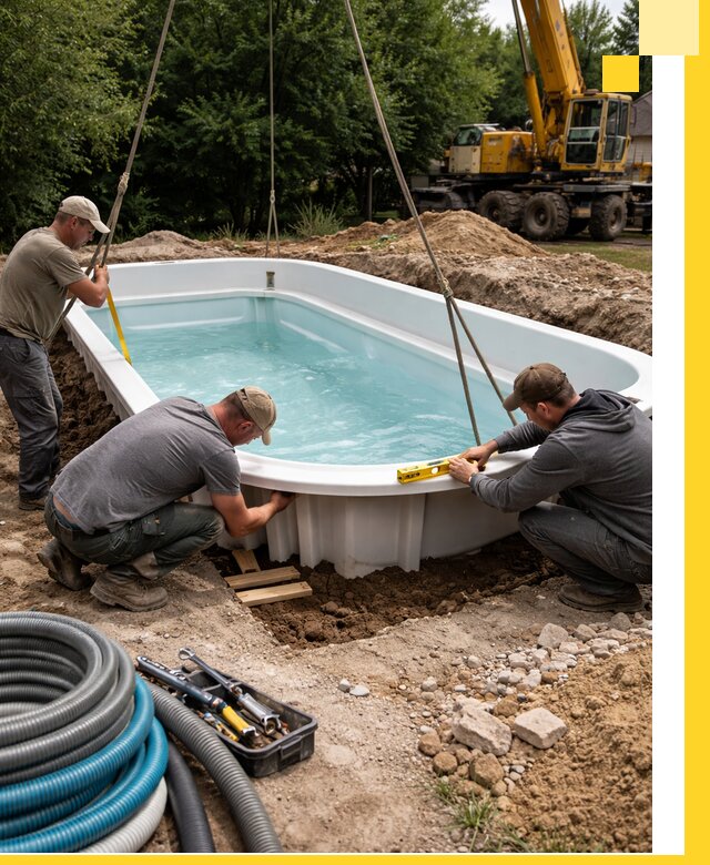 Установка и монтаж композитных бассейнов под ключ в Шатуре