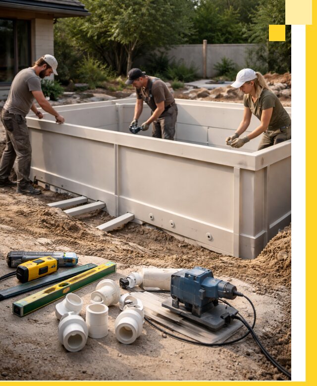 Установка полипропиленовых бассейнов под ключ в Шатуре