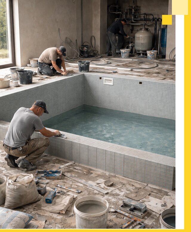 Строительство и монтаж бассейнов в помещении в Шатуре