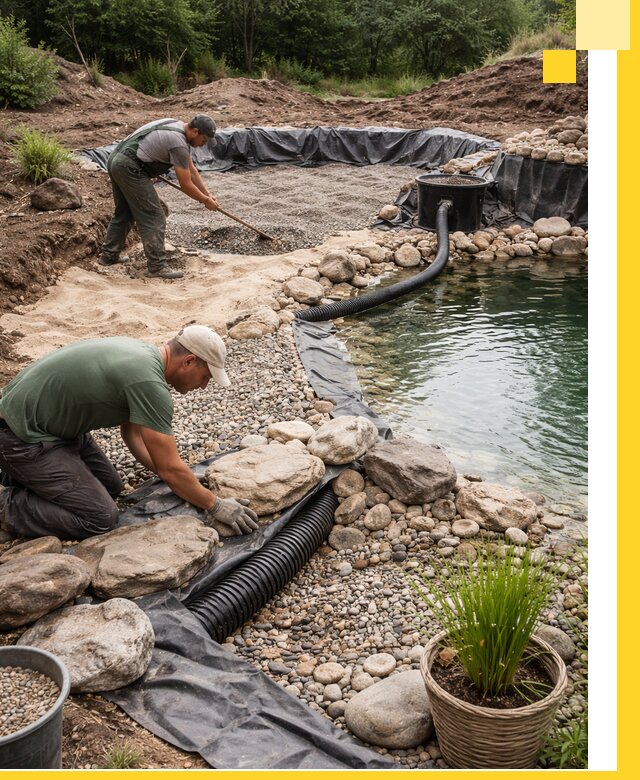 Строительство природных бассейнов и озер в Шатуре под ключ
