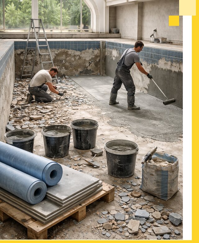 Реконструкция бассейнов в Шатуре: ремонт, гидроизоляция