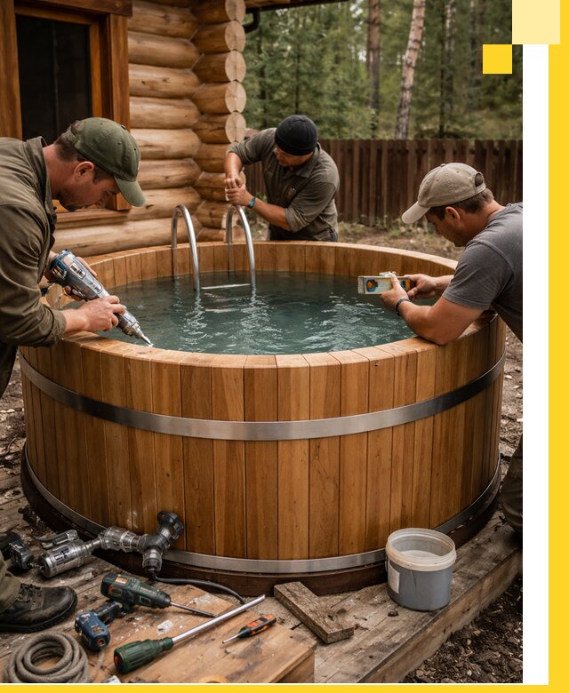 Строительство бань с купелью под ключ и отделкой в Шатуре