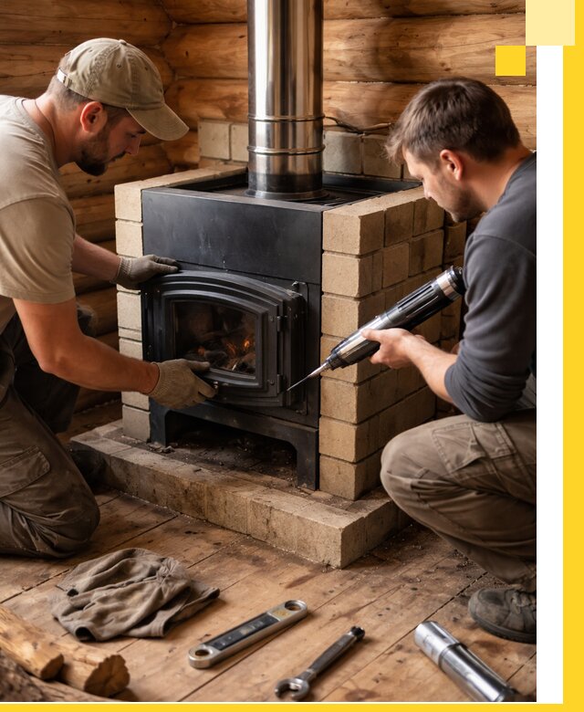 Монтаж и установка печи в бане под ключ с гарантией в Шатуре