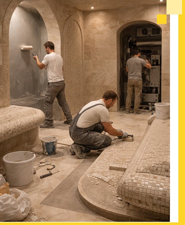 Строительство бани с хамамом и бассейном под ключ в Шатуре