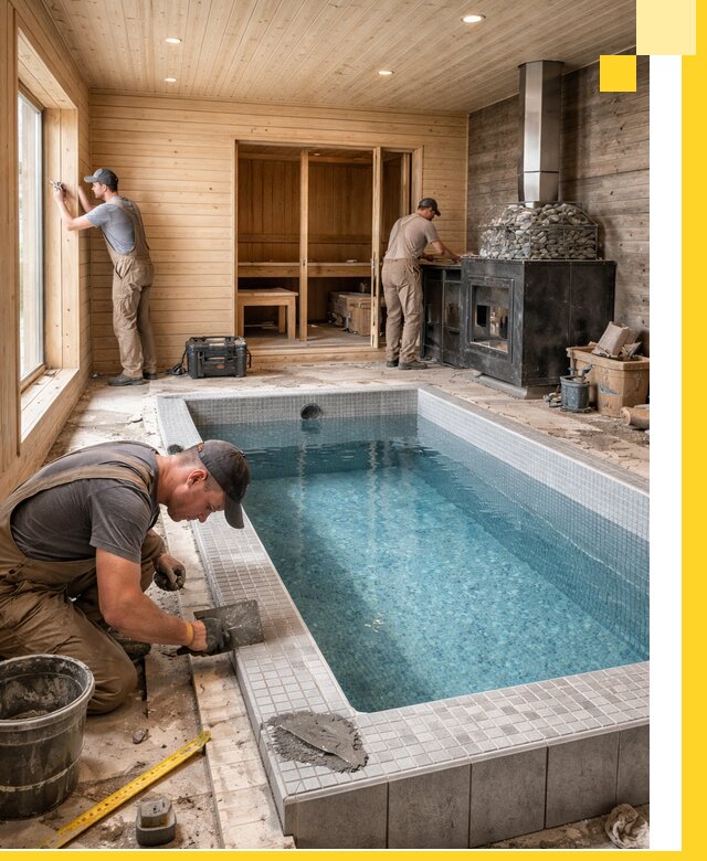 Проект бани с бассейном и сауной в Шатуре под ключ