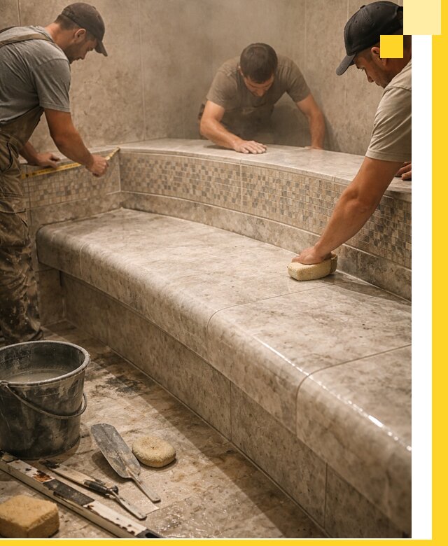 Изготовление и установка сидений для хамама в Шатуре