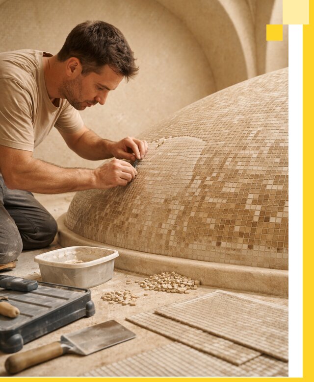 Профессиональная укладка мозаики для хамама под ключ в Шатуре